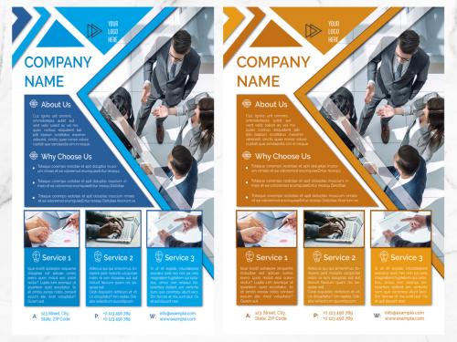 Business Flyer with Orange and Blue Accents - 298100446