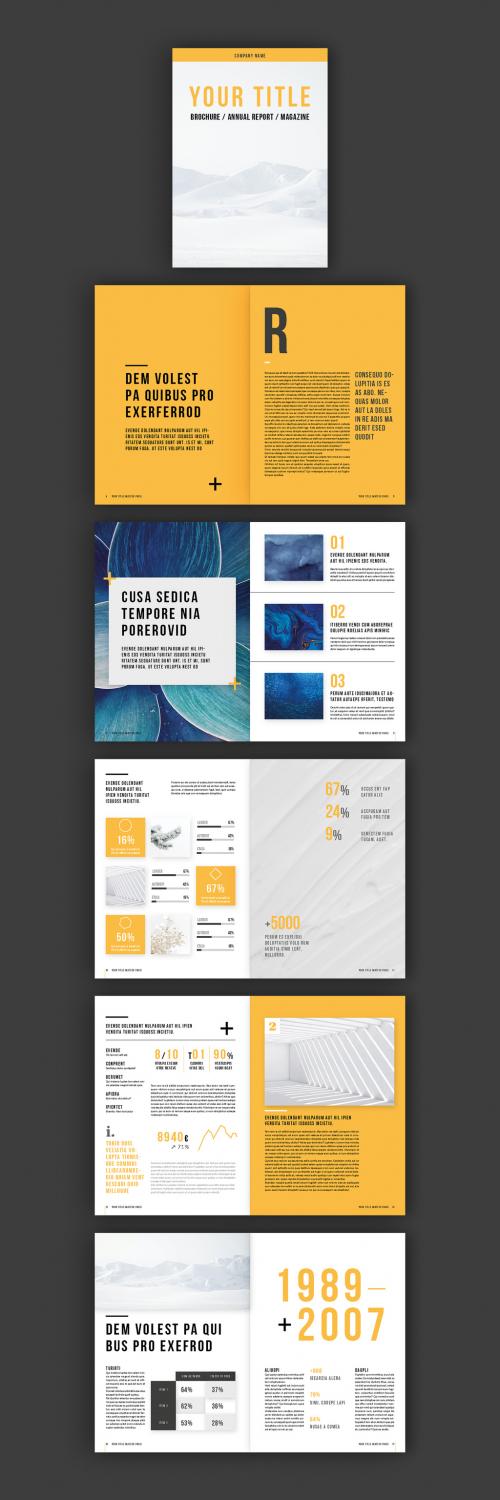 Annual Report Brochure Layout with Yellow Accents - 298101236