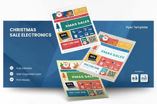 Christmas Sales Electronic Flyer Ai &amp; EPS Template