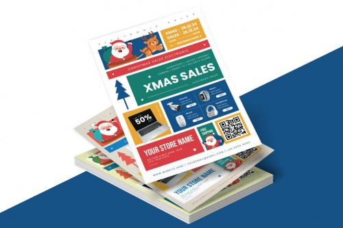 Christmas Sales Electronic Flyer Ai &amp; EPS Template