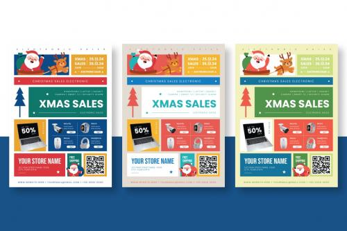 Christmas Sales Electronic Flyer Ai &amp; EPS Template