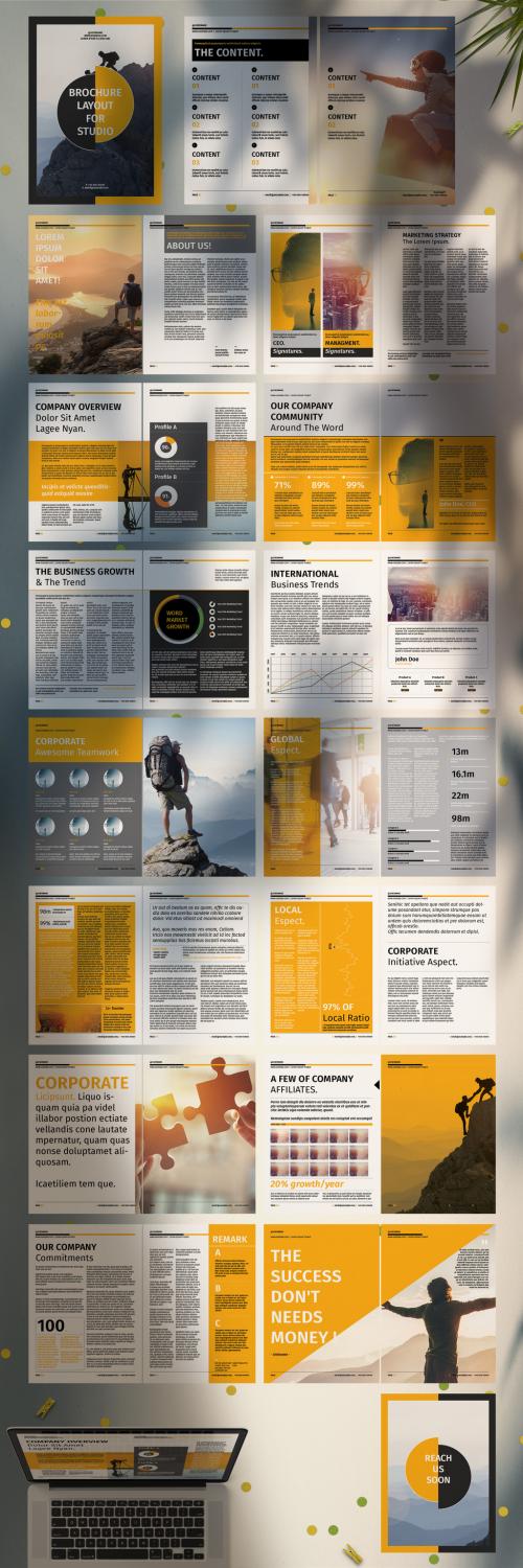 Brochure Layout with Yellow Accents - 298956587