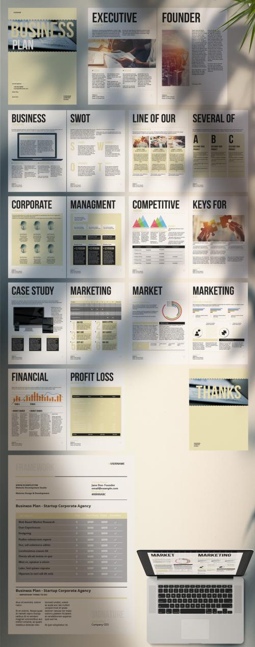 Business Plan Layout with Pale Yellow Accents - 298956665