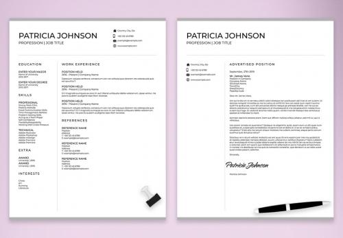 Black and White Resume and Cover Letter Set - 298959902