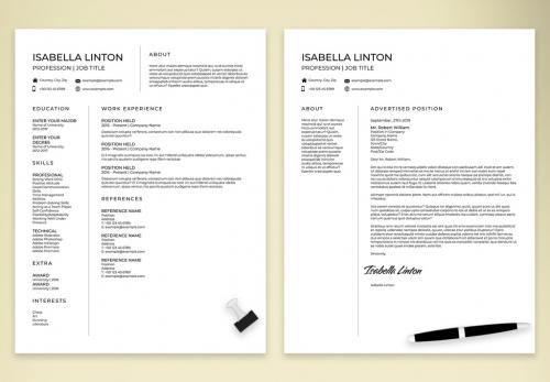 Black and White Resume and Cover Letter Set - 298960002