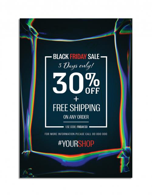 Black Friday Sale Poster Layout with Colorful Background Elements - 299136721