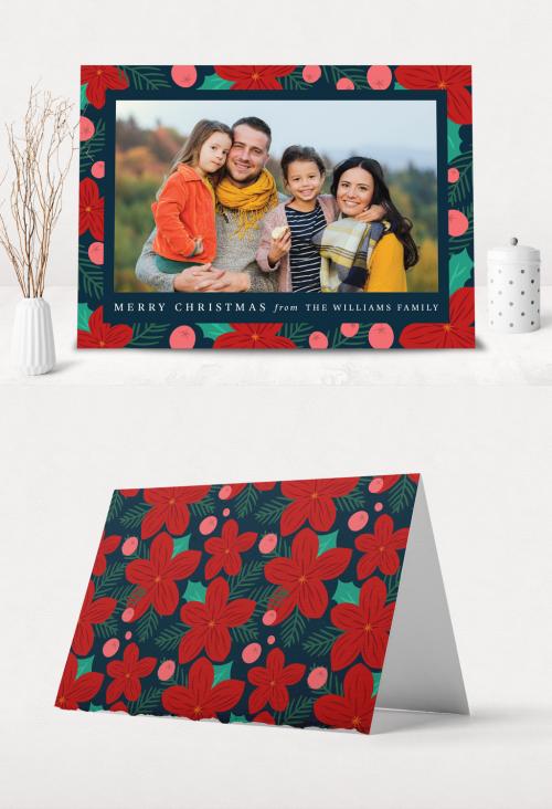 Floral Christmas Card Layout - 299364066