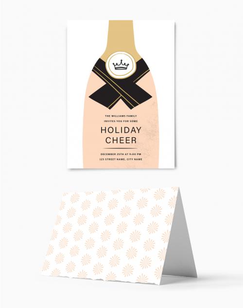 Holiday Party Card Layout with Champagne Bottle - 299364084