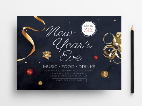 New Year's Eve Flyer Layout with Festive Decorations - 299411209