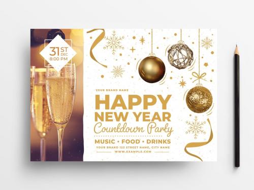 Happy New Year Flyer Layout with Lights - 299565776