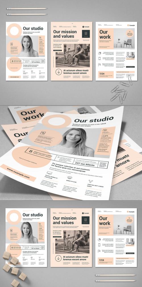 Pale Peach and Light Gray Flyer Layout - 299592097