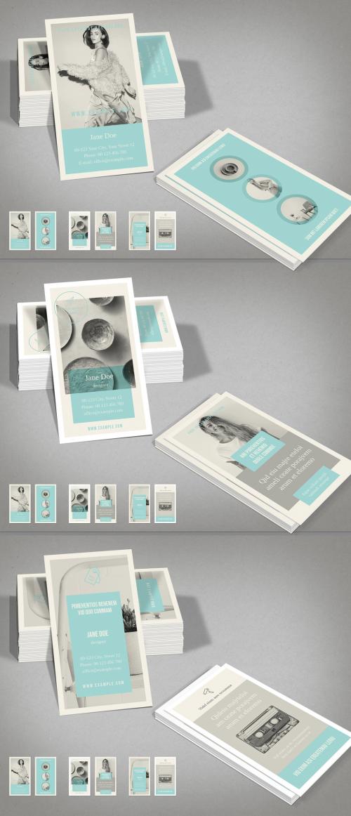 Pale Cyan and Light Beige Business Card Layout - 299592100