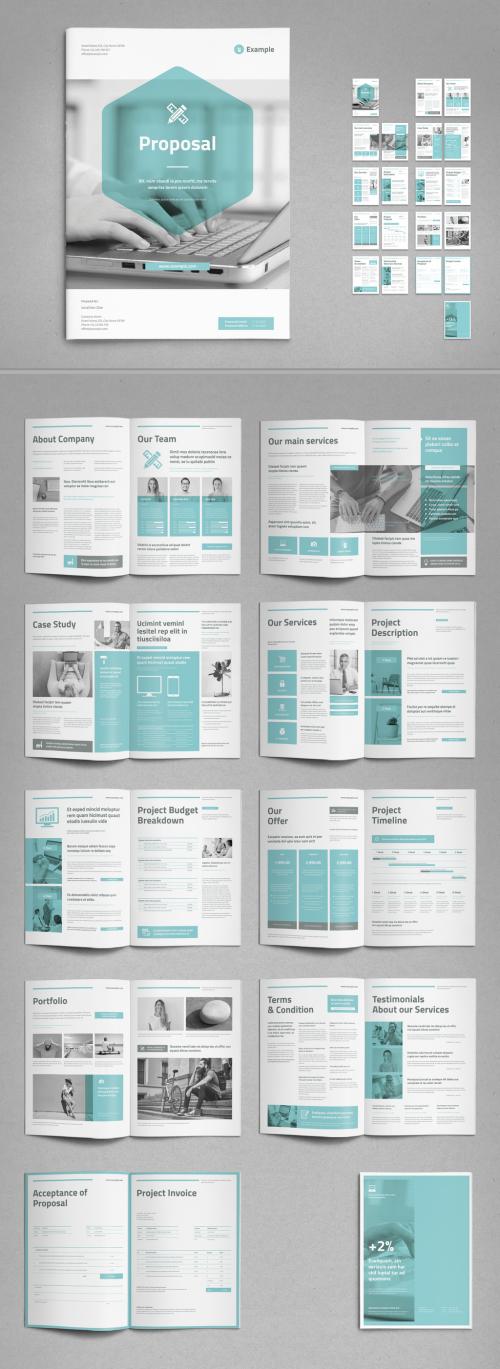 White and Light Gray Proposal Layout with Cyan Accents - 299592941