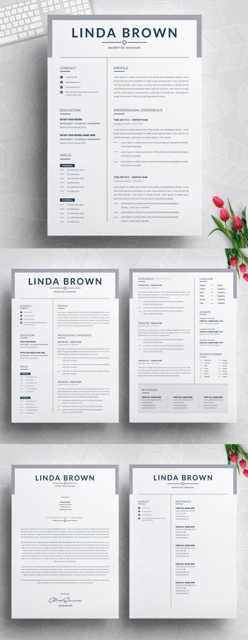 Clean Grey Resume Layout  - 299593027