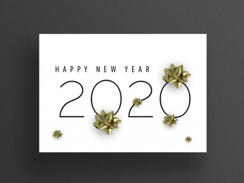 New Years Greeting Card Layout with Golden Stars Elements - 299593772