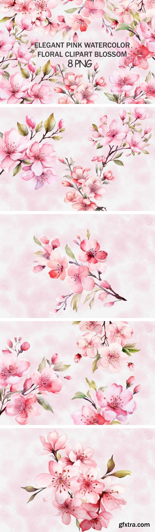 Elegant Watercolor Pink Floral PNG Clipart