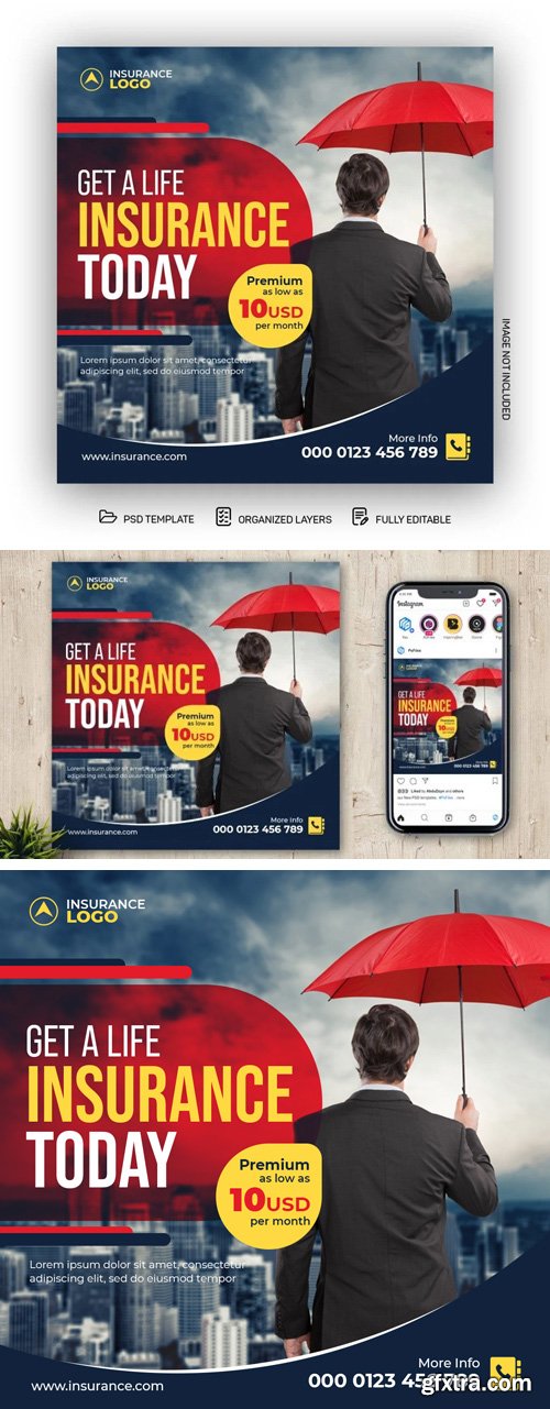 Health Life Insurance Agency - Social Media Post PSD Template