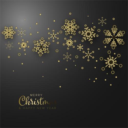 Christmas Card Layout with Golden Snowflakes - 299607880