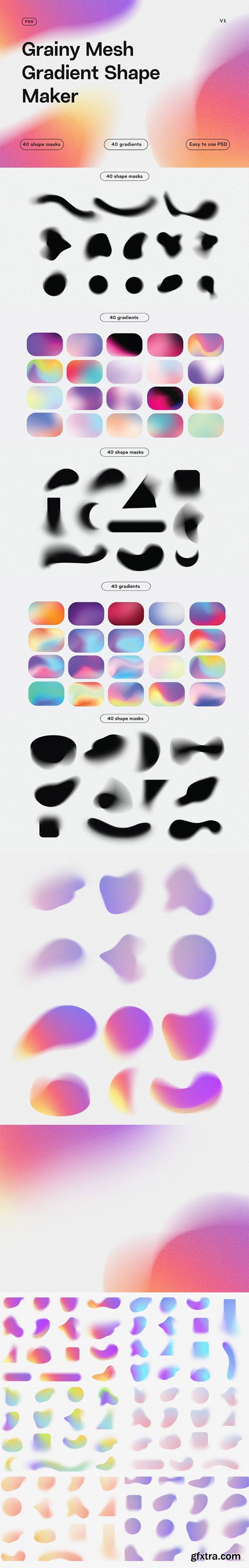 Grainy Mesh Gradient Shape Maker PSD Templates