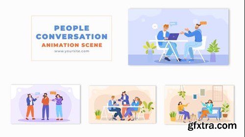 Videohive Flat Design Office Meeting Conversations Animation Scene 49457352