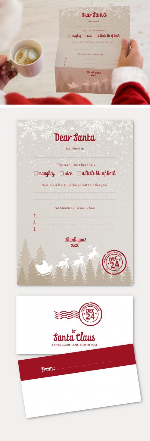 Santa Claus Letter and Envelope Layout - 299785437