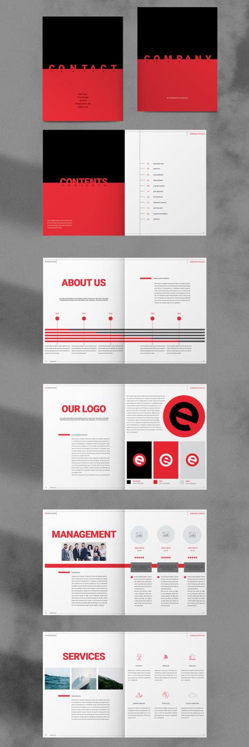 Bright Red and Black Company Profile Layout - 299786583