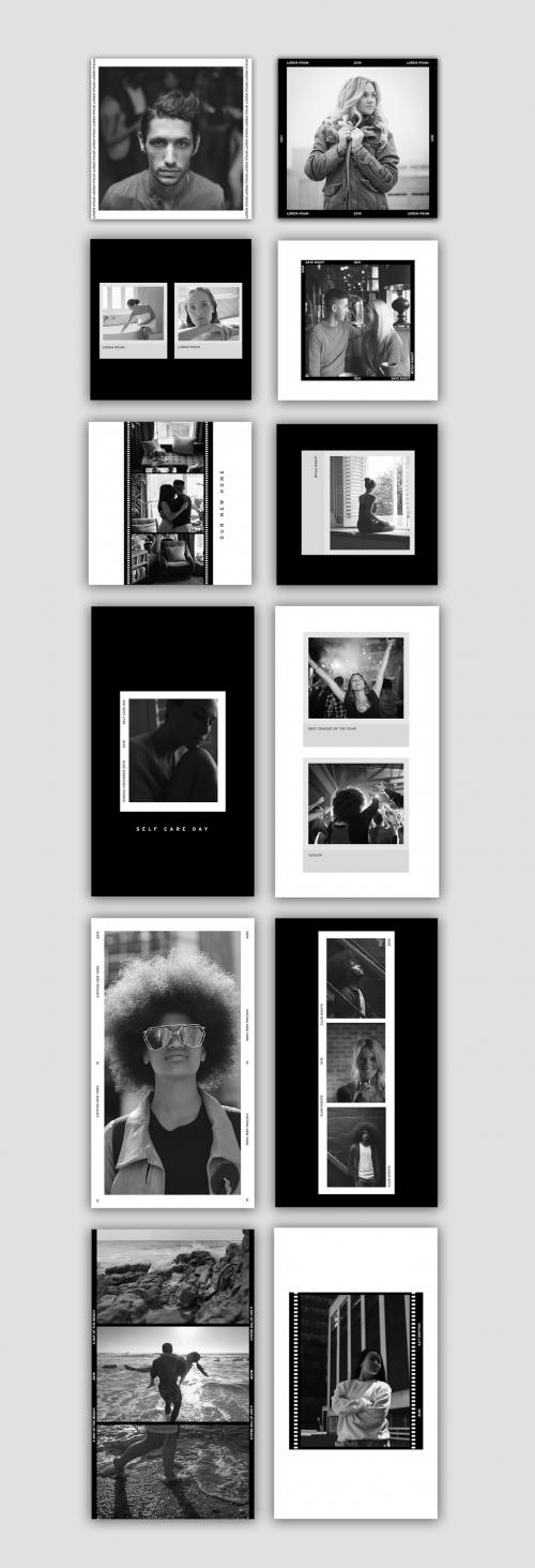 Black and White Social Media Post Layout Set - 299820023