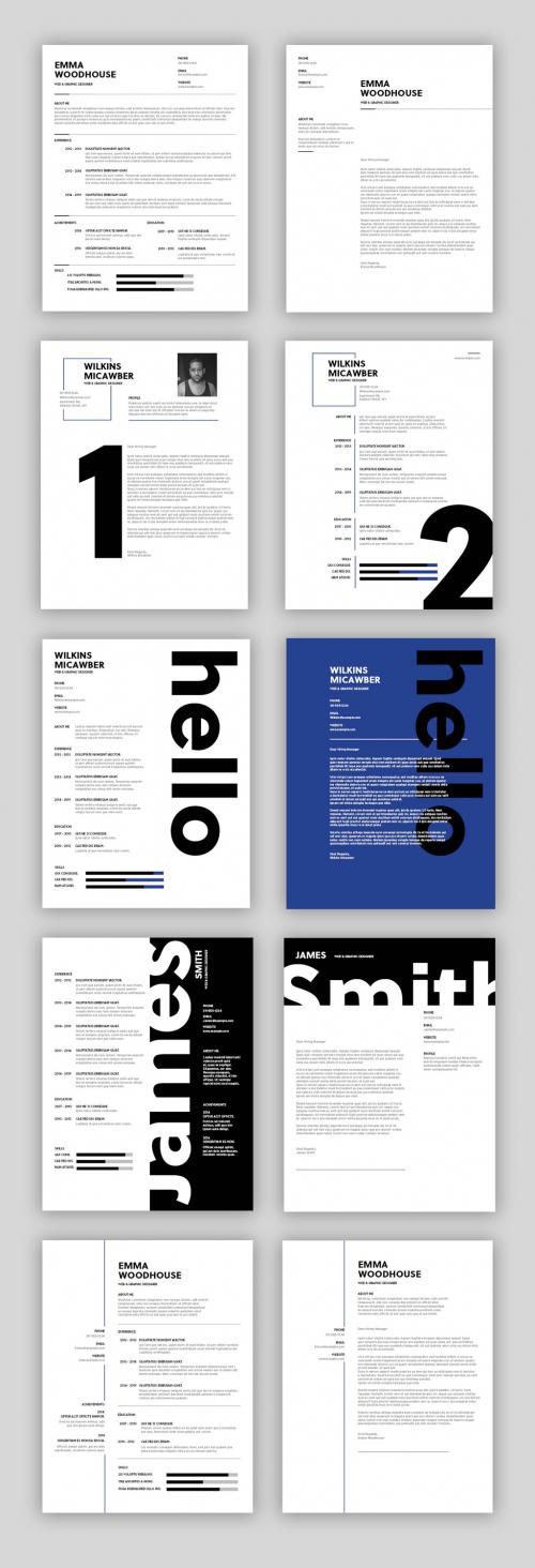 Resume and Cover Letter Layout Set with Bold Text and Header Elements - 299820140