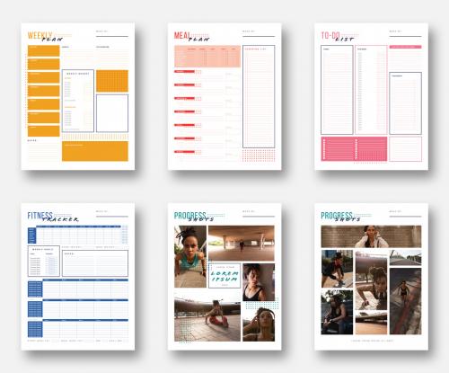 Planner Layout Set with Colorblock Elements - 299820179