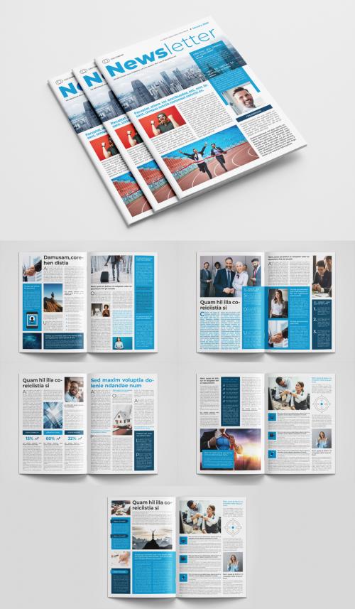 Business Newsletter Layout with Blue Accents - 300386298