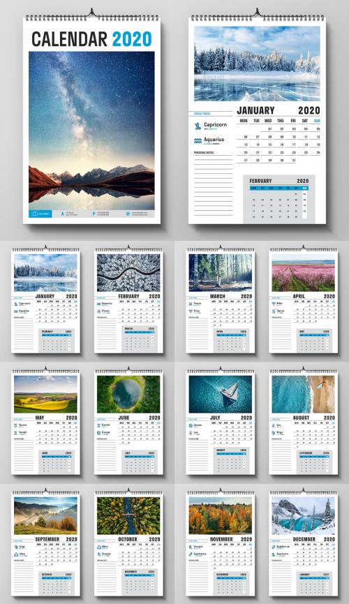 Annual Wall Calendar Layout - 300386336