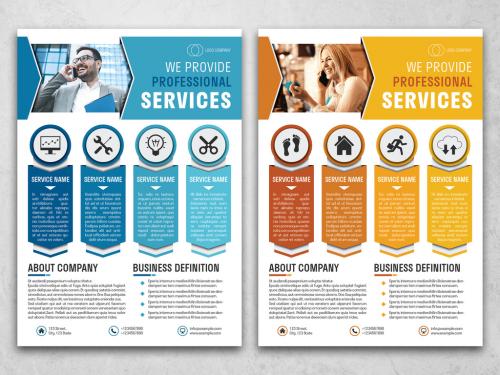 Business Flyer Layout with Blue and Orange Accents - 300386369