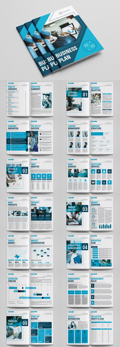 Business Plan Layout with Blue Accents - 300387369