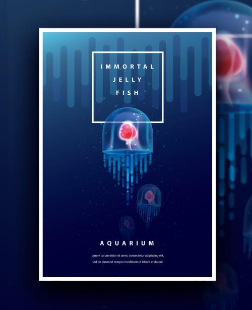 Aquarium Poster Layout with Jellyfish - 300407682