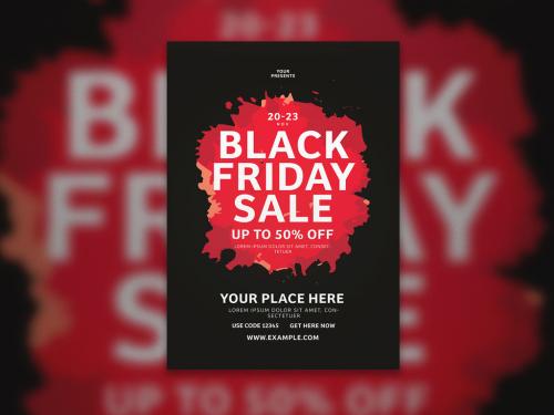 Black Friday Sale Flyer Layout with Red Element - 300694937