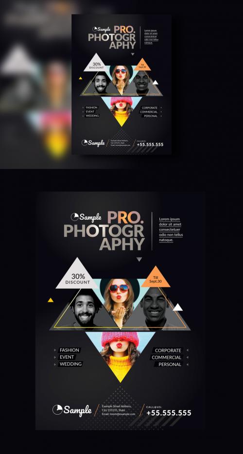 Black Portfolio Poster Layout with Triangle Masks - 300712901