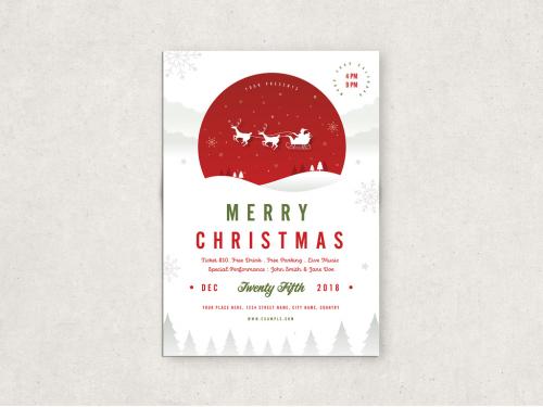 Christmas Party Flyer Layout with Flying Sleigh
 - 300716629