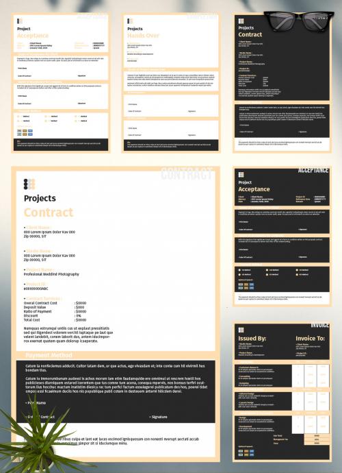 Invoice Set Layouts with Tan Accents - 300953479