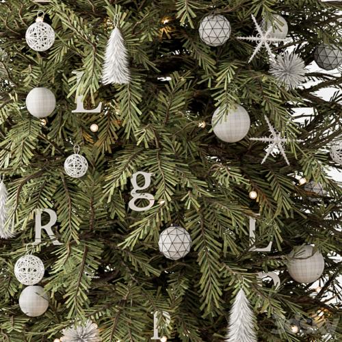 Christmas Decoration 33 - Christmas Green and White Tree with Gift