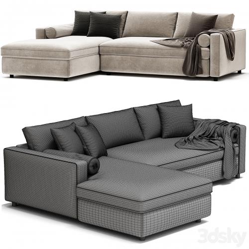 Aris Deep 2 Piece Left Arm Chaise Sectional Sofa