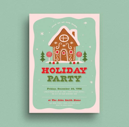 Holiday Party Invitation Flyer Layout - 300963515