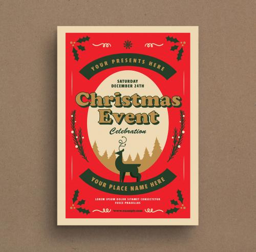 Retro Christmas Party Event Flyer Layout - 300963549