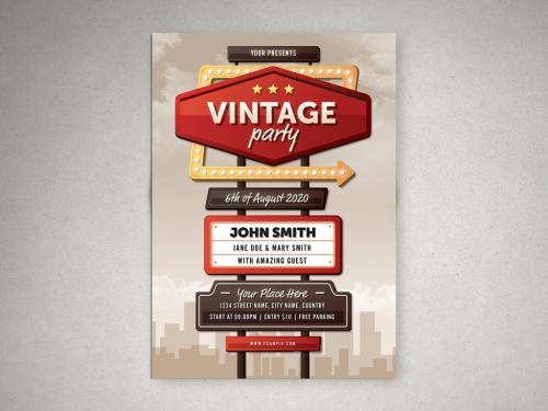 Motel Sign Event Flyer Layout - 300965356