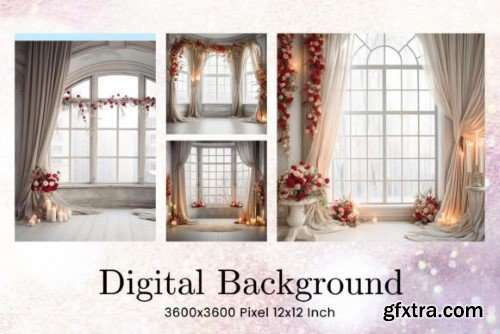 Floral Windows Studio Backdrop Overlays