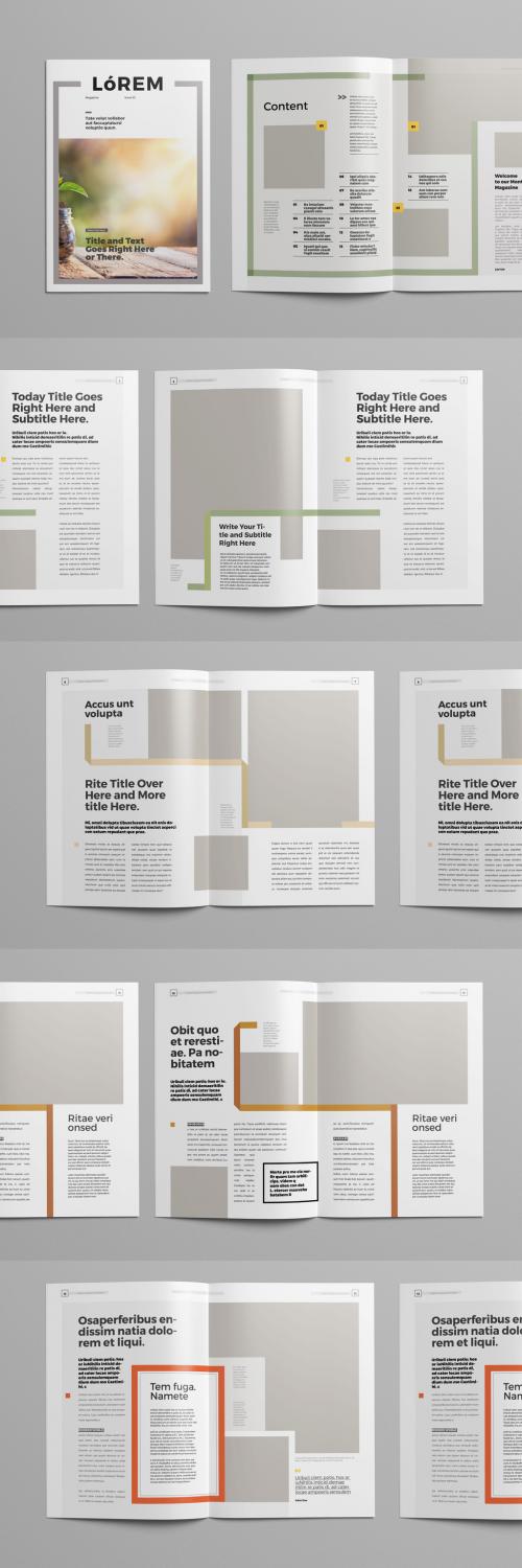 Magazine Layout with Multicolored Line Elements - 300971630