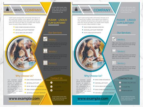 Business Flyer Layout with Yellow and Blue Accents - 300982878