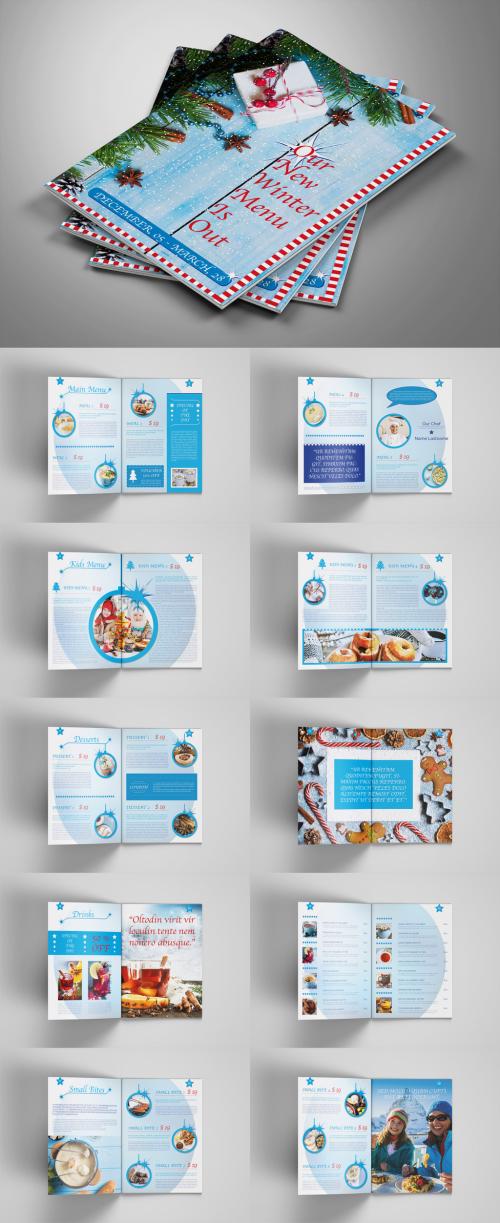 Winter Themed Menu Layout with Blue Accents - 300982928