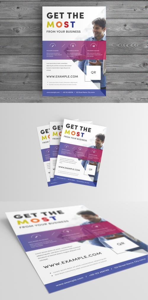 Business Flyer Layout with Blue and Red Accents - 301226616