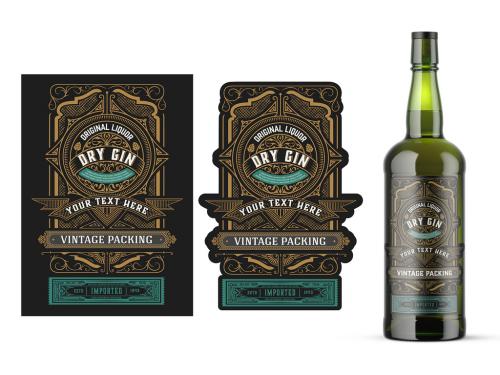 Vintage Gin Label Packaging Layout  - 301438157