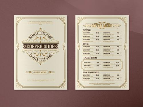 Restaurant Menu Layout with Ornamental Elements  - 301442042